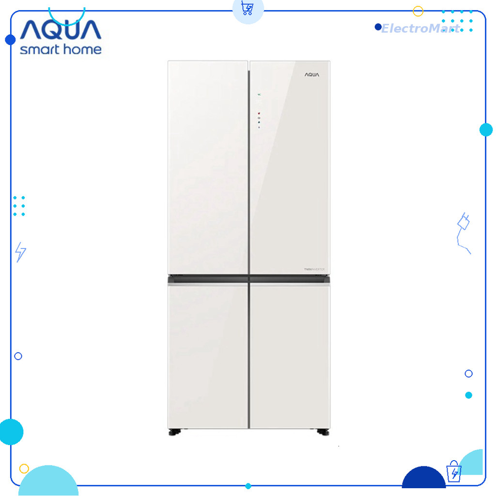 AQR-MA600XA(KGC)U1 - Tủ lạnh Aqua Inverter 4 cánh 522 lít mặt gương trắng chính hãng