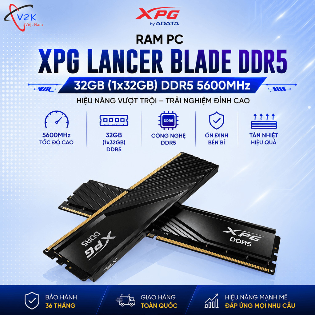 RAM PC Adata Lancer Blade Black 16GB DDR5 5600MHz - BH 60 tháng