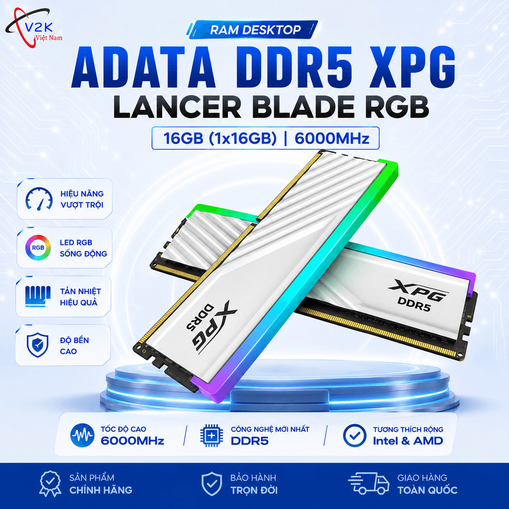 RAM DESKTOP ADATA DDR5 XPG Lancer Blade RGB 16GB (1x16GB) 6000MHz - HÀNG CHÍNH HÃNG - BH 60 THÁNG
