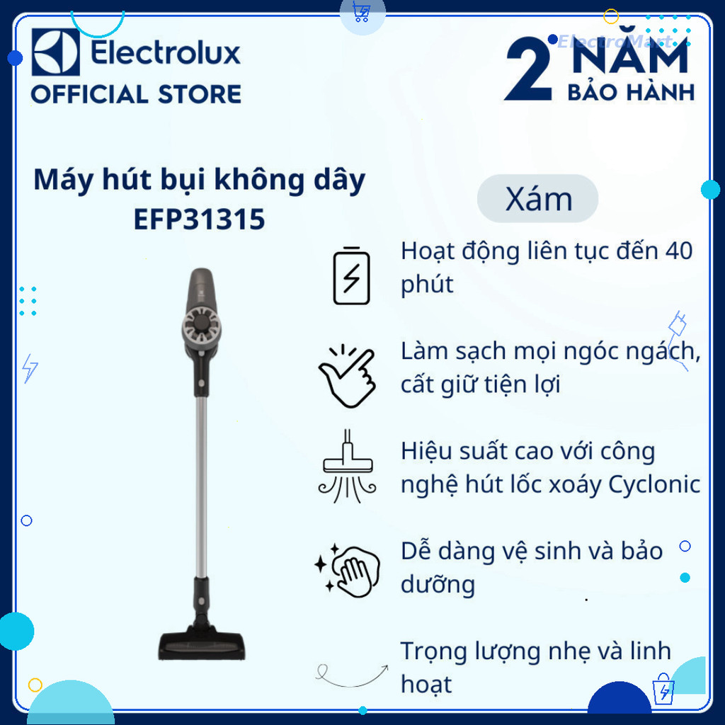 Máy hút bụi không dây Electrolux UltimateHome 300 EFP31315 150W 0.5L 8 phụ kiện Chính Hãng