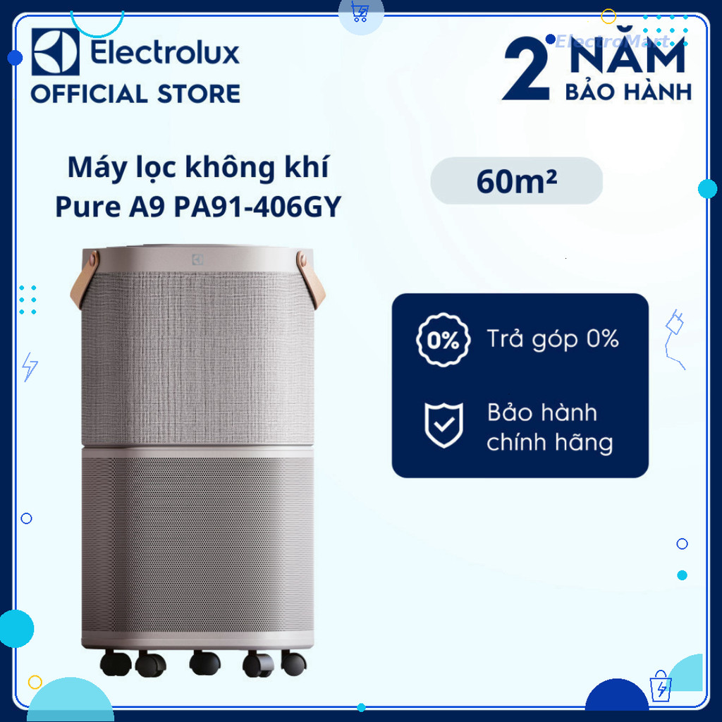 Máy lọc không khí Electrolux Pure A9 PA91-406GY 5 lớp lọc Phòng 60m² Chính Hãng