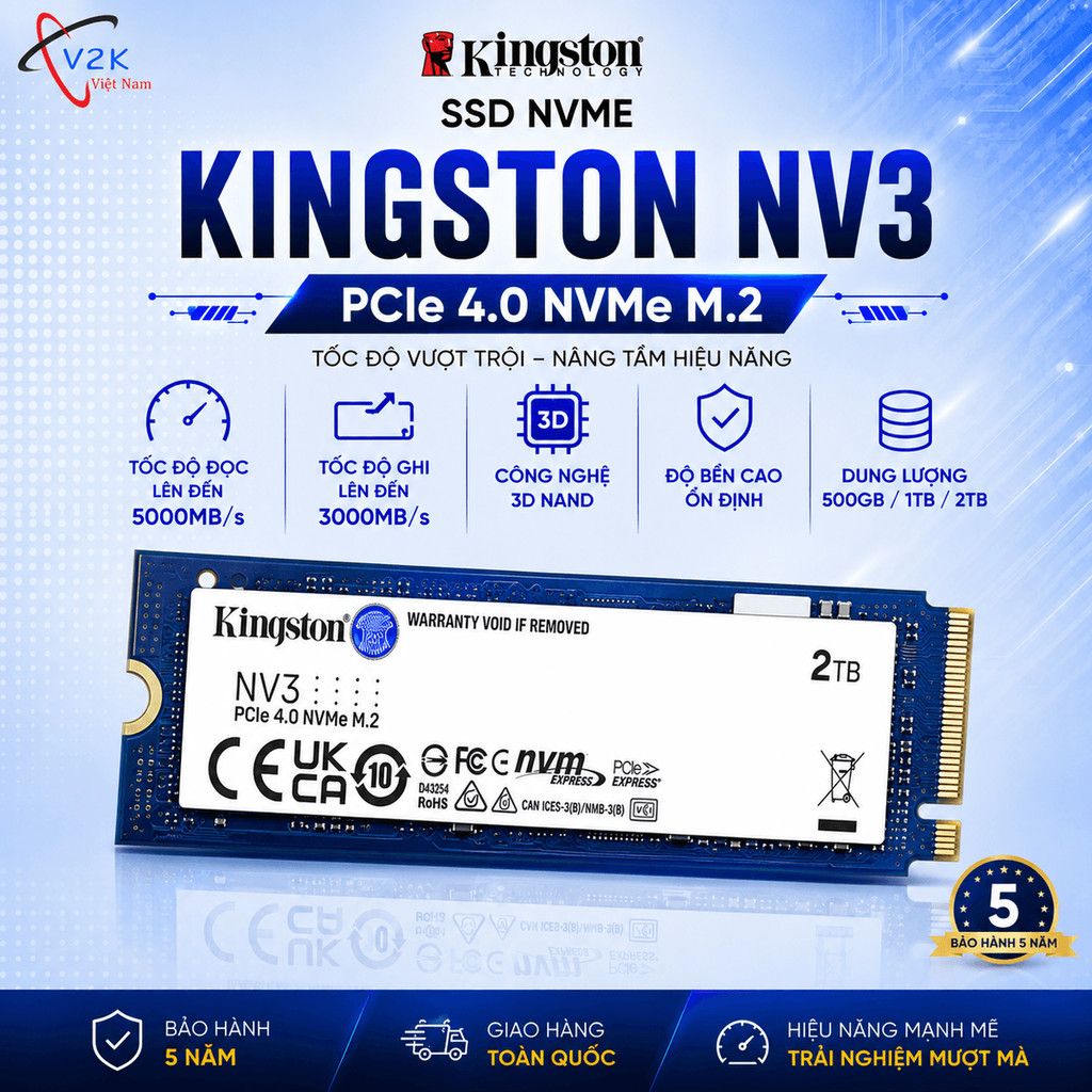 Ổ cứng SSD Kingston NV3 500GB / 1TB/ 2TB Nvme Gen 4x4  - Chính hãng BH 60TH.v2k