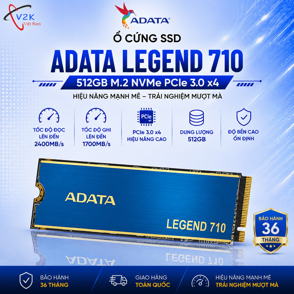Ổ cứng SSD ADATA Legend 710 512GB M.2 NVMe PCIe 3.0 x4 - BH 36 tháng