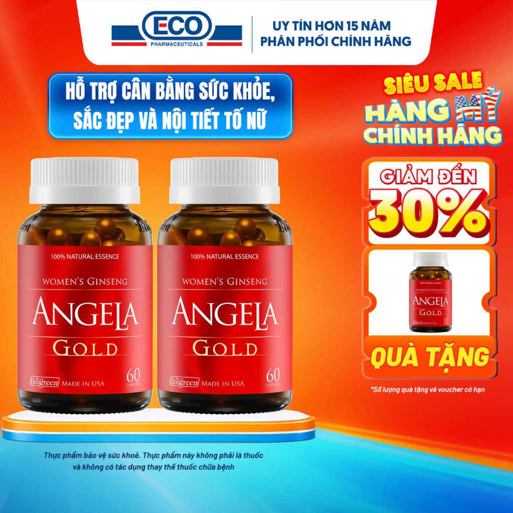 [LIVE] Combo 2 Hộp 60v Tặng Angela 15v - Viên Uống Angela Gold Hỗ Trợ Sắc Đẹp, Sinh Lý Nữ Và Sức Khỏ