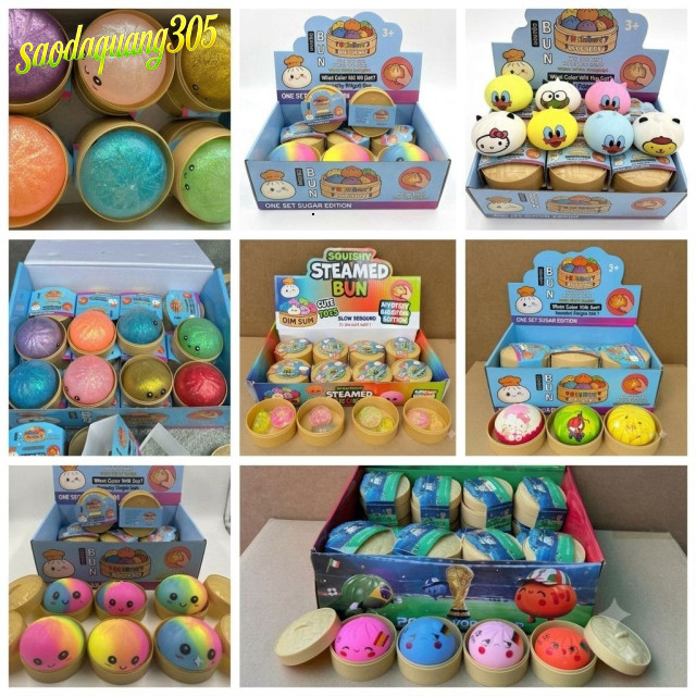 Đồ Chơi Bánh Bao Squishy Lấp Lánh Cho Bé Bóp Mềm, Giảm Stress, Phát Triển Trí Não
