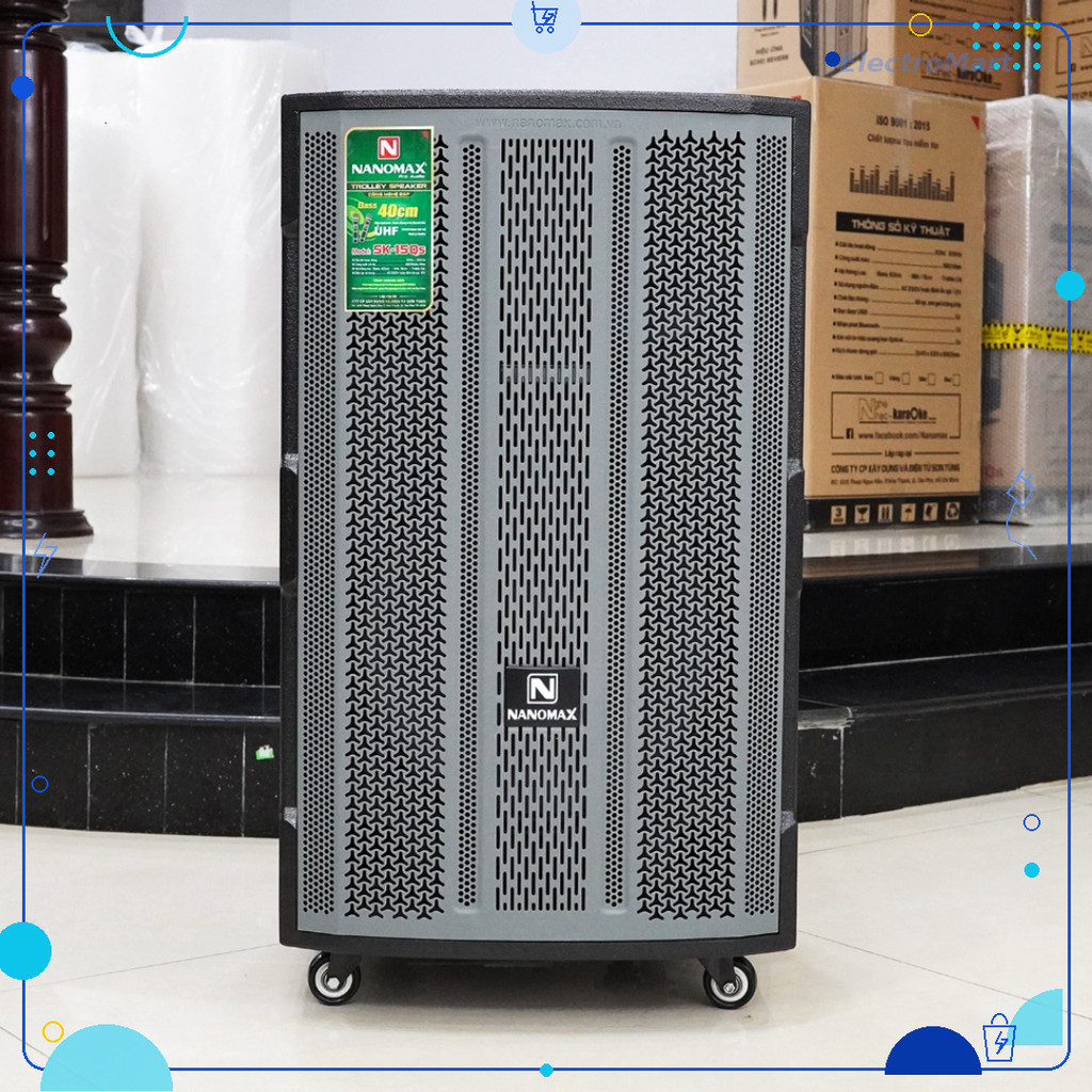 Loa kéo Nanomax SK-15Q5 bass 40cm công suất 680W Reverb Bluetooth USB thẻ nhớ karaoke chính hãng