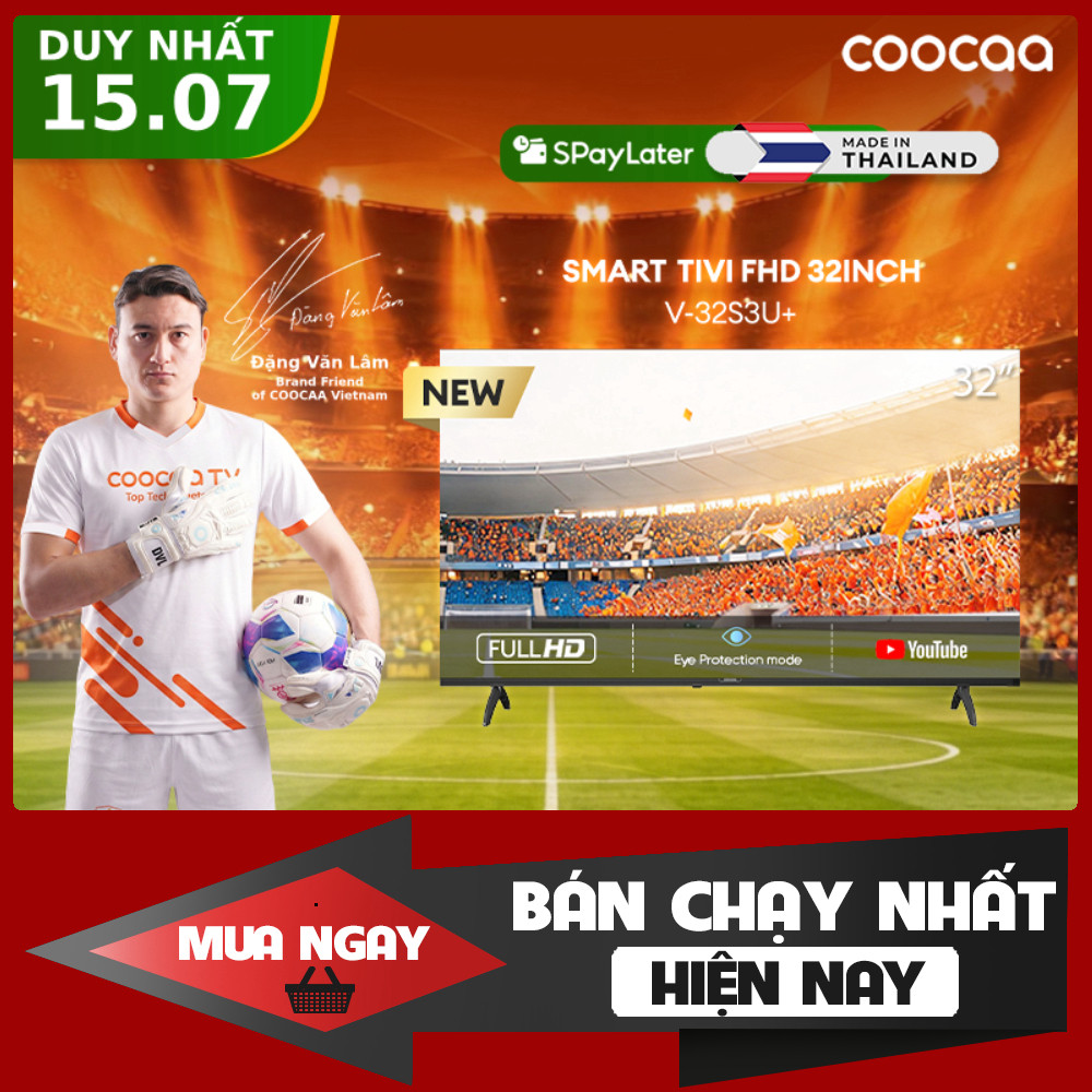 Tivi Coocaa 32 Inch Wifi Mới 32S3U+, Kích thước 32 Inch, Công Nghệ Wifi, Hình Ảnh HD