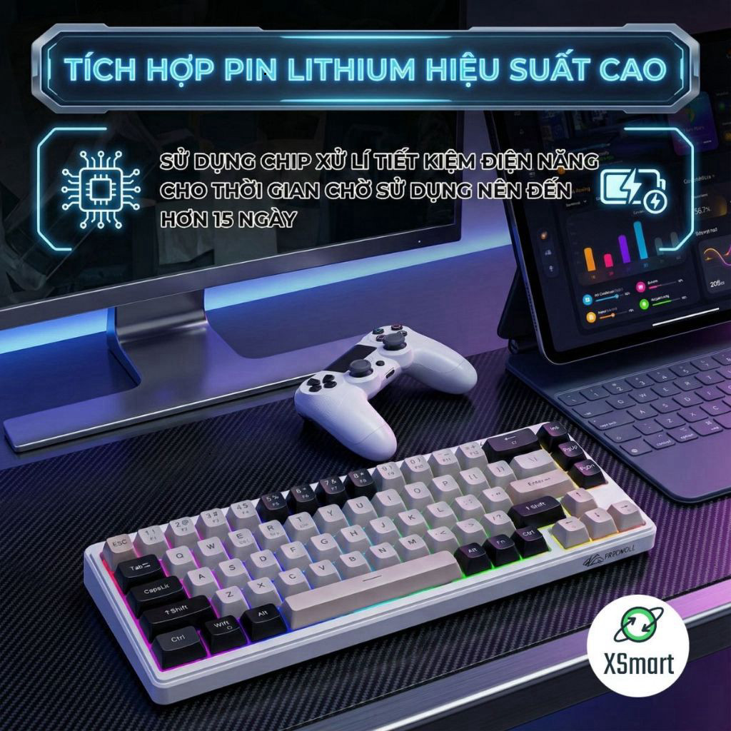 Bộ Bàn Phím Và Chuột Bluetooth FreeWolf M68 LED CoreX Gõ Siêu Êm Pin Sạc Keycap PBT Cho Pc Lap | BigBuy360 - bigbuy360.vn