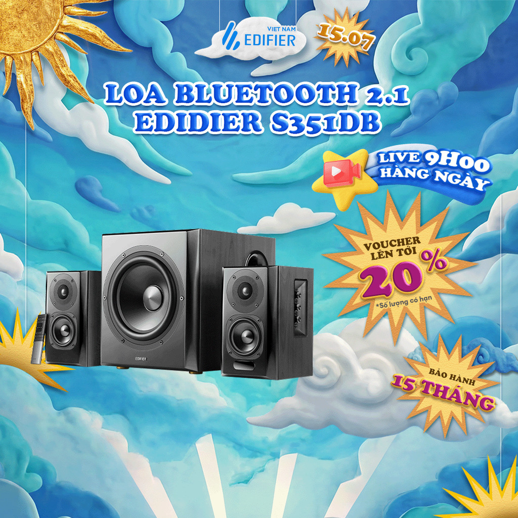 Bộ loa không dây Bluetooth EDIFIER 2.1 S350DB/S351DB | Công suất 150W |  Qualcomm® aptX™ HD | Bảo hà