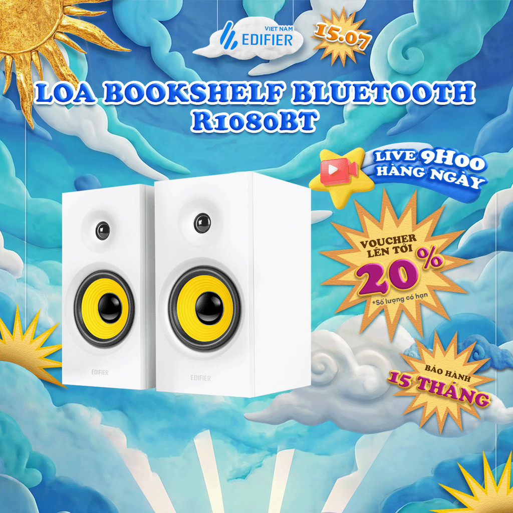 Bộ Loa Bluetooth Để Bàn EDIFIER R1080BT | Công Suất 24W | Bluetooth 5.1 | Vỏ Gỗ Cổ Điển | Chip DSP |