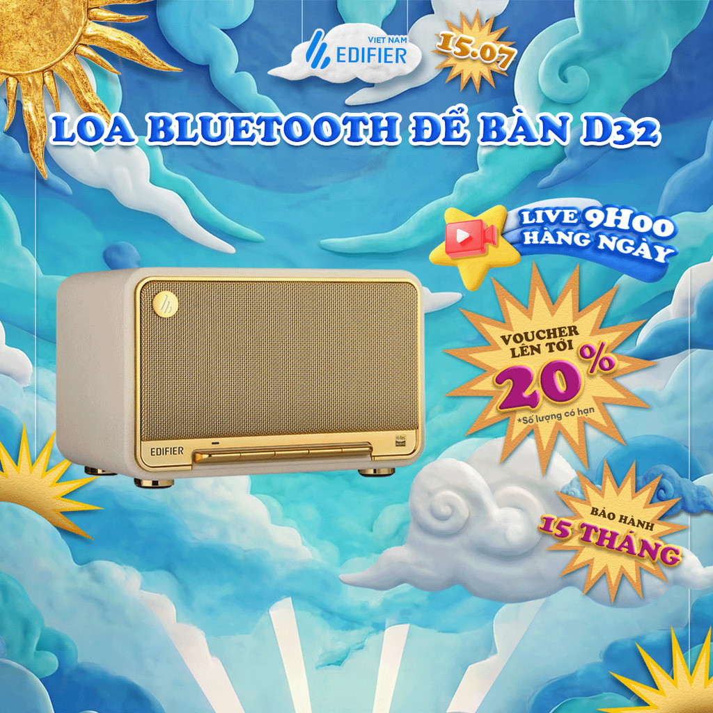 Loa Bluetooth Để Bàn Cao Cấp EDIFIER D32 - Công Suất 60W - Chơi Nhạc Thoải Mái Tới 11H - Pin 5200mAh