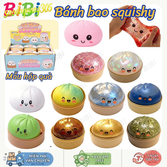 Bánh Bao Squishy BiBi Store Đồ Chơi Bóp Siêu Mềm Lấp Lánh Cho Bé 0-3T
