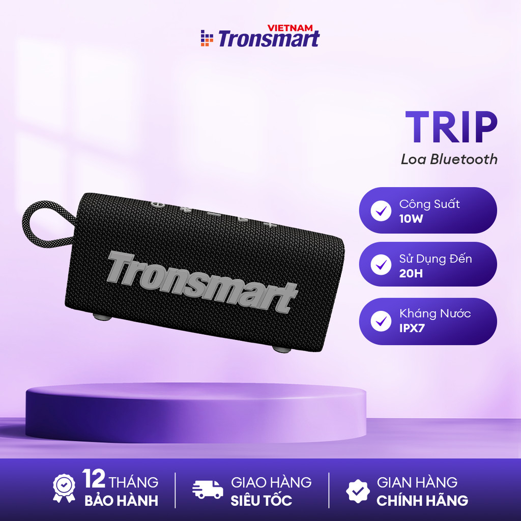 Loa Bluetooth TRONSMART TRIP/TRIP 2 | Công Suất 10W | Chơi Nhạc Đến 20H | Chống Nước IPX7 | Bảo Hành