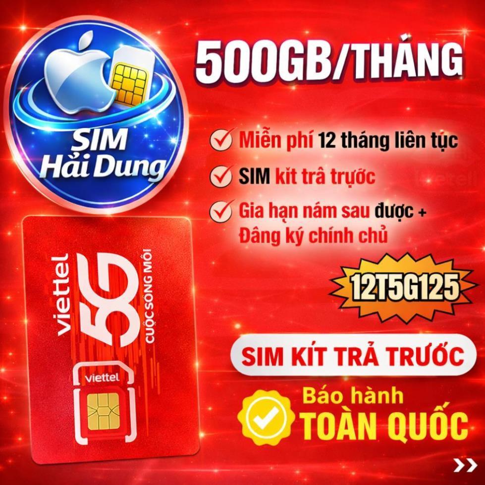 Tổng Hợp Các Loại Sim Viettel 1 Năm Siêu Hot : 500Gb/tháng và các gói 12MXH100 12MXH120 Gọi Miễn Phí