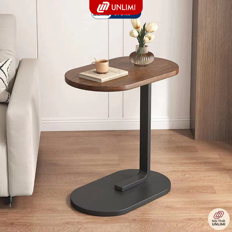 Bàn Trà Sofa Đơn Chân Đen Gỗ Ốc Chó UNLIMI -  GM108