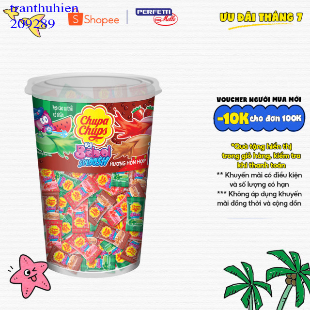 Chupa Chups Big Babol Sploosh Hũ 74 viên Hương Dưa Hấu, Dâu, Cola