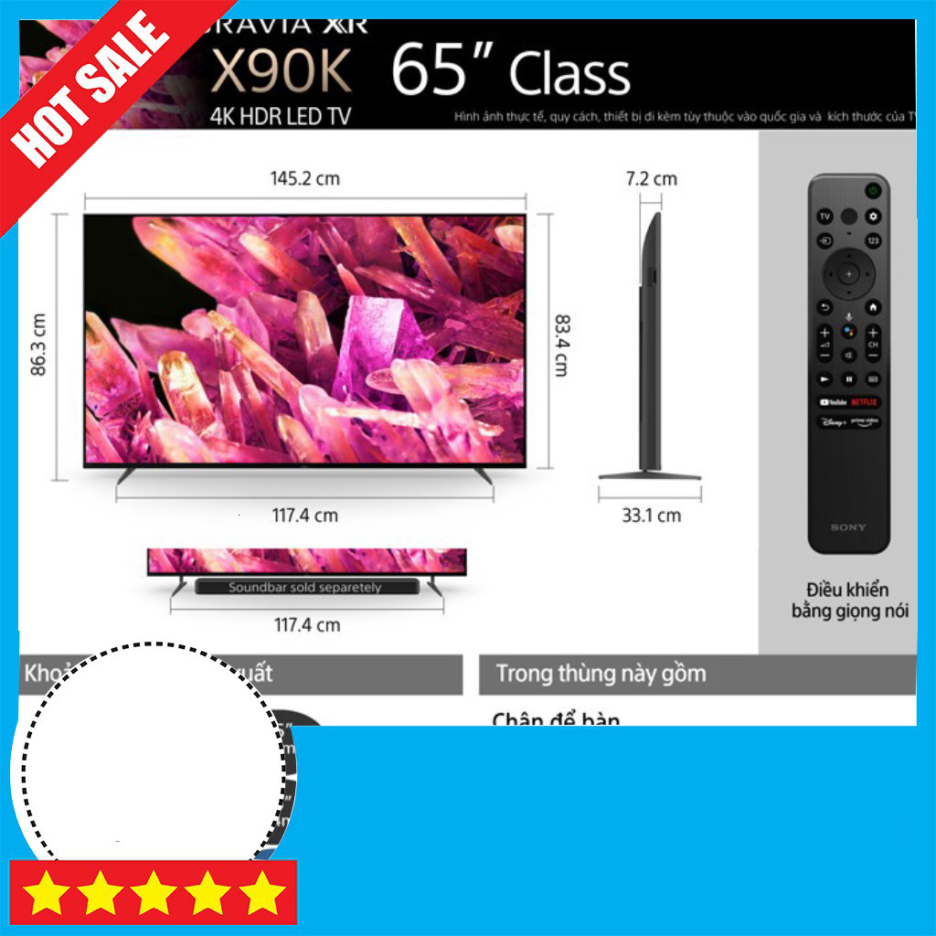 Khuyến mãi  Tivi Sony 4K XR-65X90K 65 inch Nguồn hình ảnh sắc nét 4K, màn hình 65 inch cho trải nghi