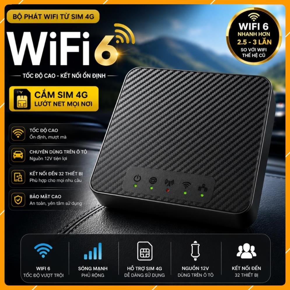 Bộ Phát WiFi Ô Tô MA200 Từ SIM 4G 5G | WiFi 6 Tốc Độ Cao | Chân Sạc Type-C | Không Cần Kéo Mạng