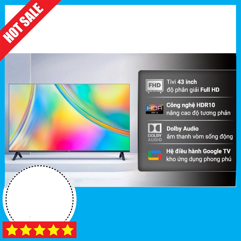 Khuyến mãi  Tivi Google TCL 43 inch 43S5400 43inch Hình Ảnh Xoay Lật Tự Động ,.