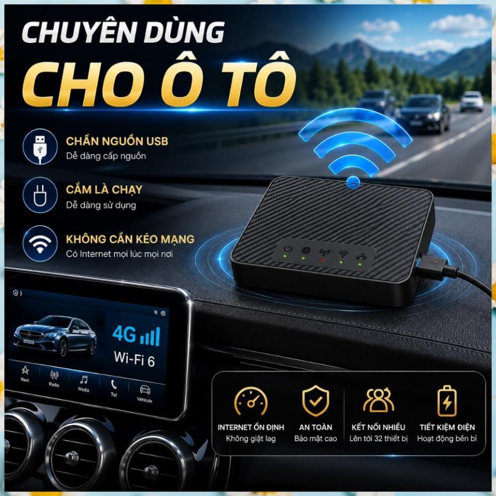 Bộ Phát WiFi 4G 5G MA200 | WiFi 6 Cắm SIM Là Có Mạng | Dùng Cho Ô Tô, Camera, Văn Phòng, Gia Đình