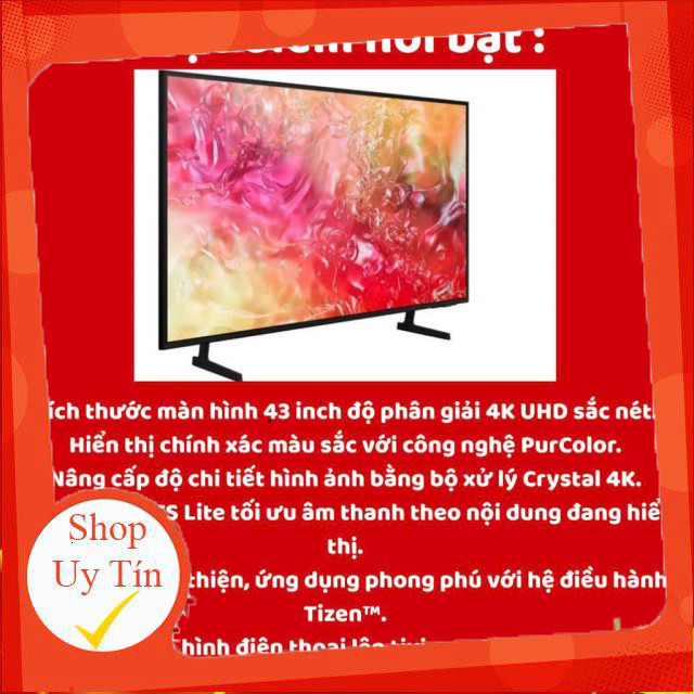 nhắn shop _  UA43DU7000  Smart Tivi Samsung Crystal UHD 4K 43 inch UA43DU7000 chính hãng, hình ảnh s
