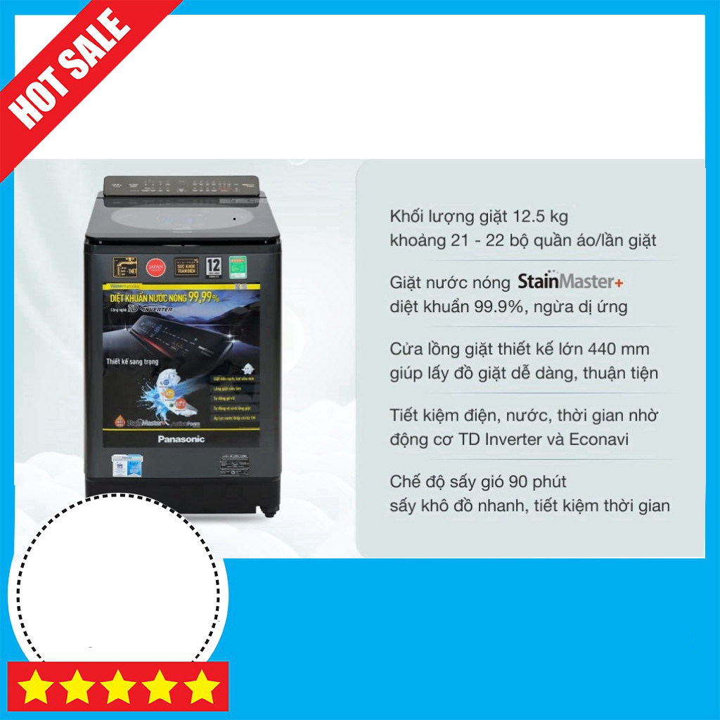 Khuyến mãi  Thiết Bị Điện Gia Dụng Máy Giặt Panasonic Inverter 12.5 Kg NA-FD125V1BV Mới 2024 ,.