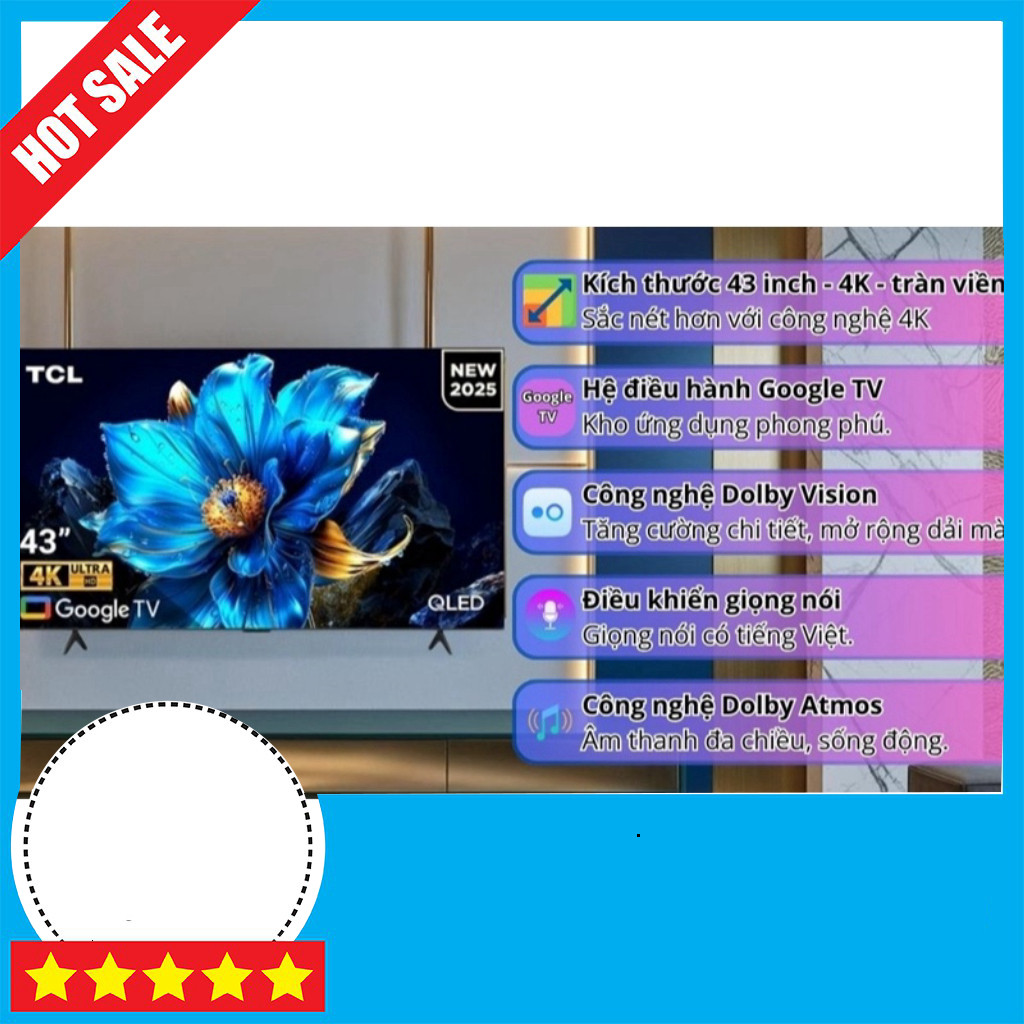 Khuyến mãi  Tivi 4K TCL QLED 43 inch 43P7K Nhanh Chóng Hương Nước AI ,.