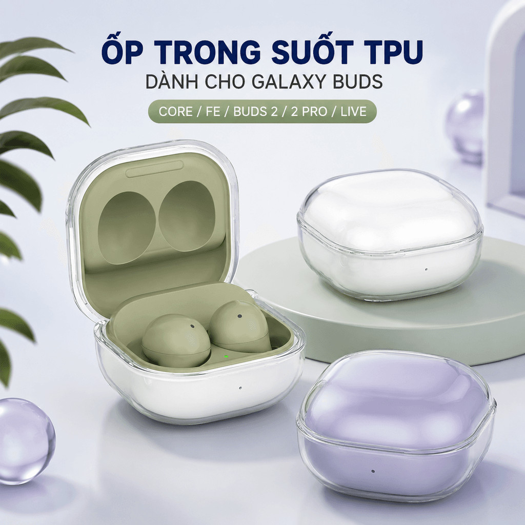 Ốp silicon trong suốt dành cho Samsung Galaxy Buds Fe,Buds 2 Pro,Buds 2,Buds Live,Buds Pro