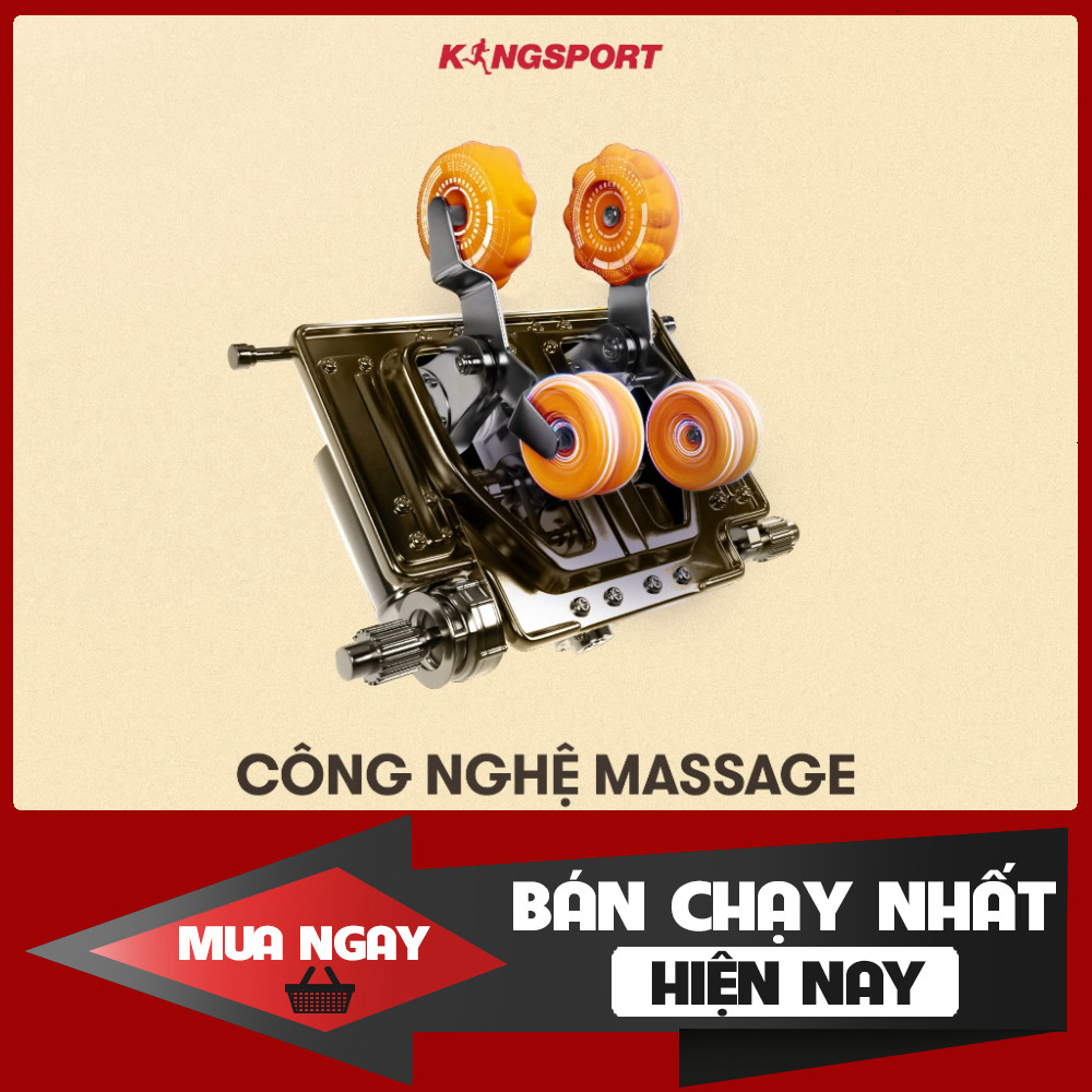 ib đặt nhanh_ Ghế massage KINGSPORT Standard G5 NEW BEIGE cao cấp con lăn 3D với 8 bài tập, massage 