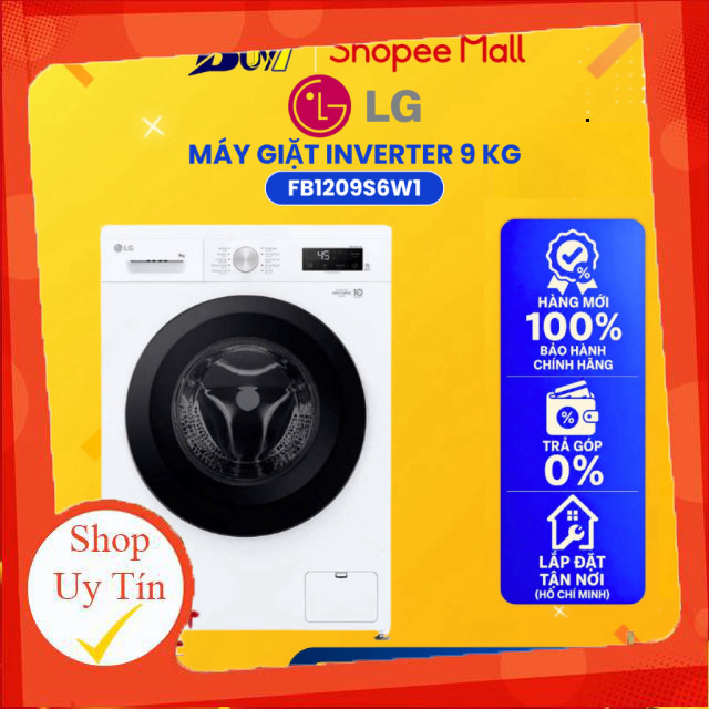 nhắn shop _  FB1209S6W1  Máy giặt lồng ngang LG Inverter 9.0 kg FB1209S6W1  Hàng chính hãng _hàng mớ