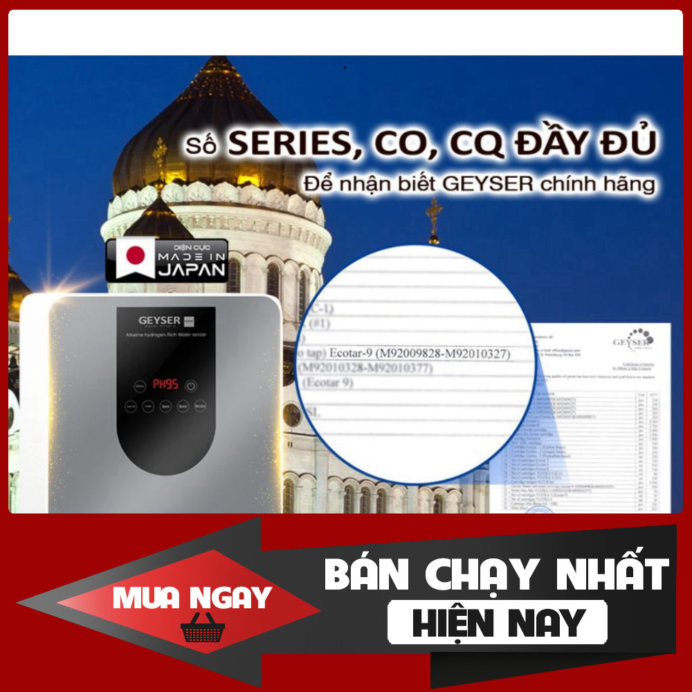 ib đặt nhanh_ Máy Lọc Nước Ion Kiềm Giàu Hydro Geyser Ecotar 9 Pro  Tặng kèm cột UF  Hàng Chính Hãng