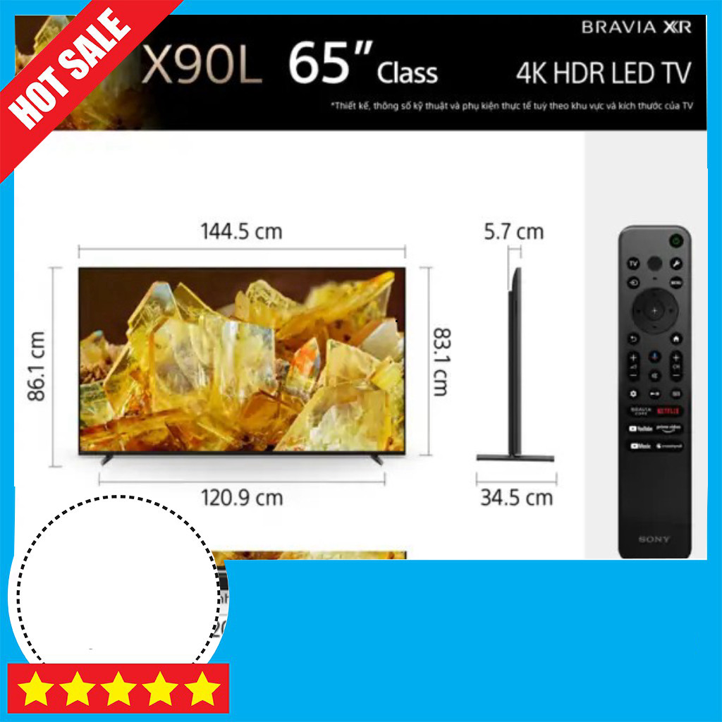 Khuyến mãi  Tivi Sony 4K 65 inch XR-65X90L XR Series 2023 Tiết Kiệm Điện Mọi Nguồn ,.