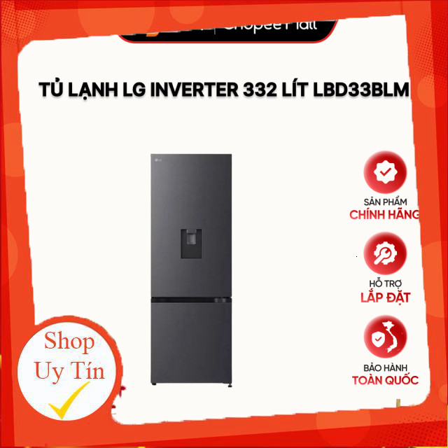 nhắn shop _  Tủ lạnh LG Inverter 332 lít LBD33BLM _hàng mới
