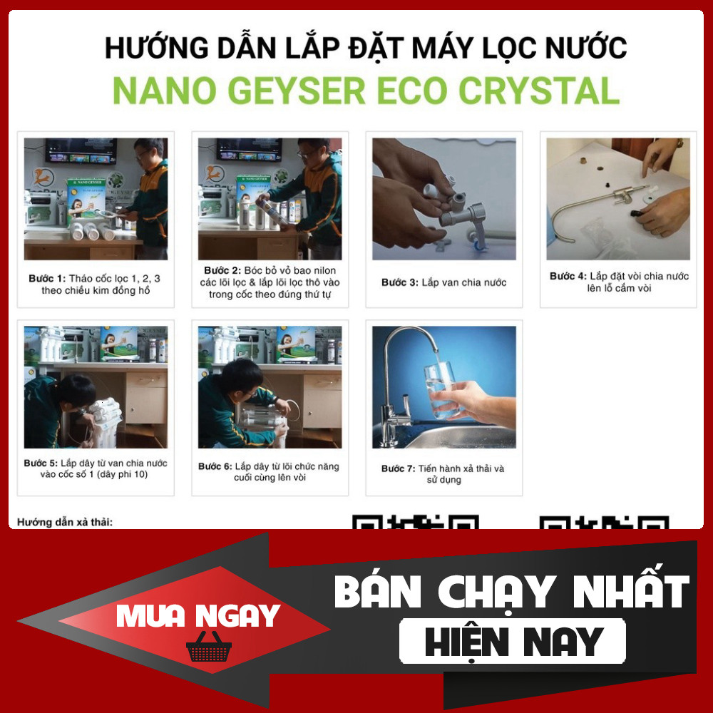 ib đặt nhanh_ Máy lọc nước Nano Geyser ECO CRYSTAL 8 Cấp, Lọc trực tiếp, Không điện, không nước thải