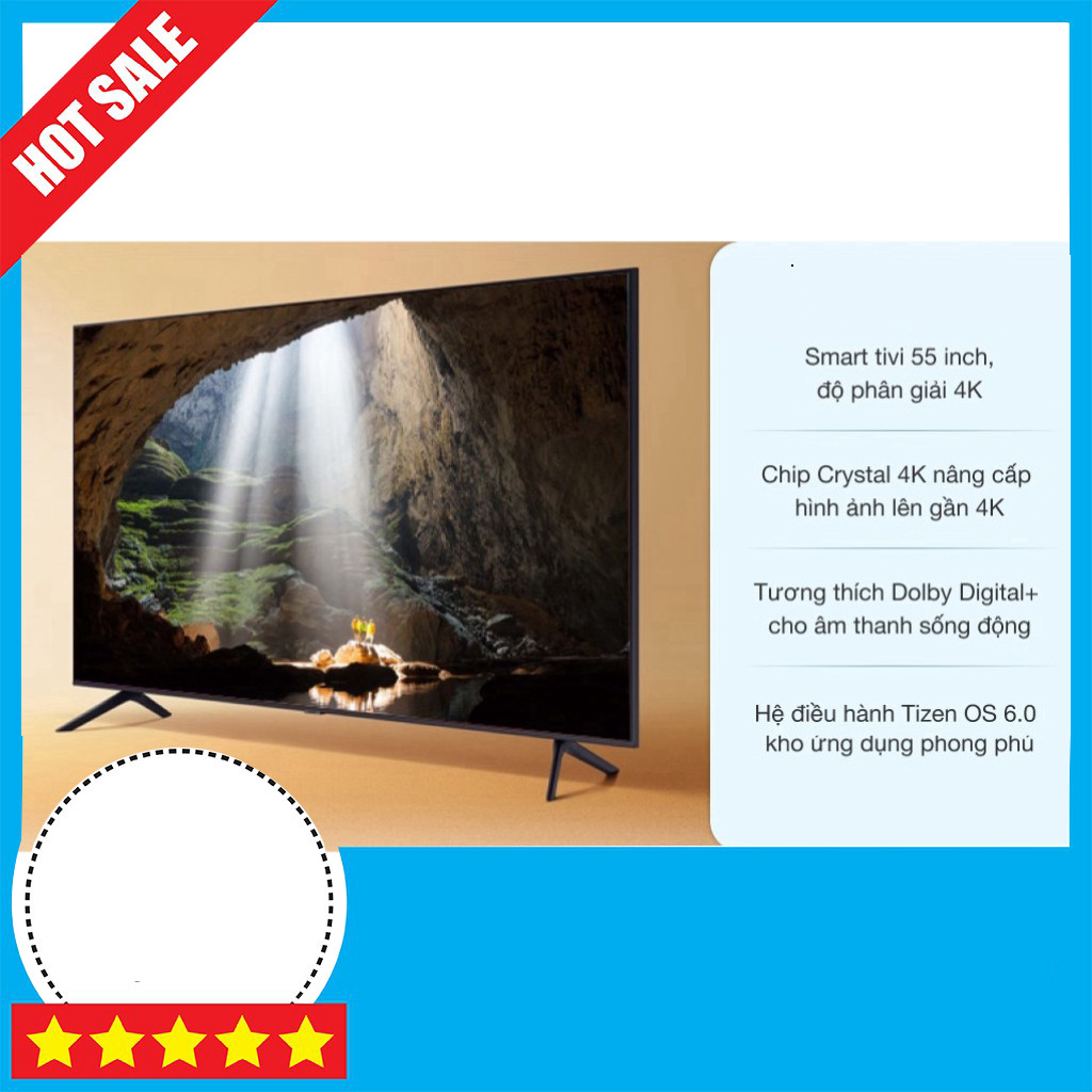 Khuyến mãi  Tivi Samsung 4K 55 inch UA55AU Kích thước 55inch Họng xem 4K ,.