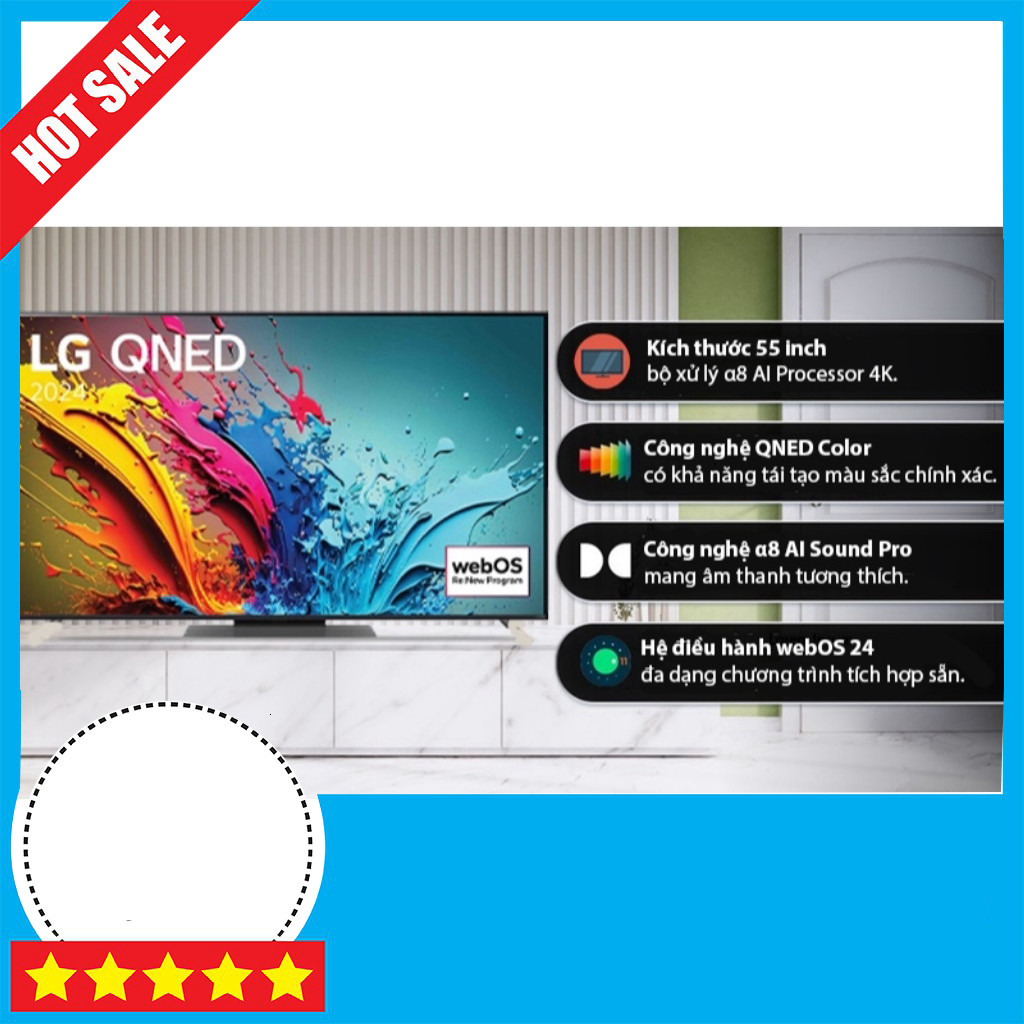 Khuyến mãi  Tivi LG 55QNED86TSA 4K 55 inch Chất lượng hình ảnh cao QNED, Cấu hình 4K, Độ phân giải 3