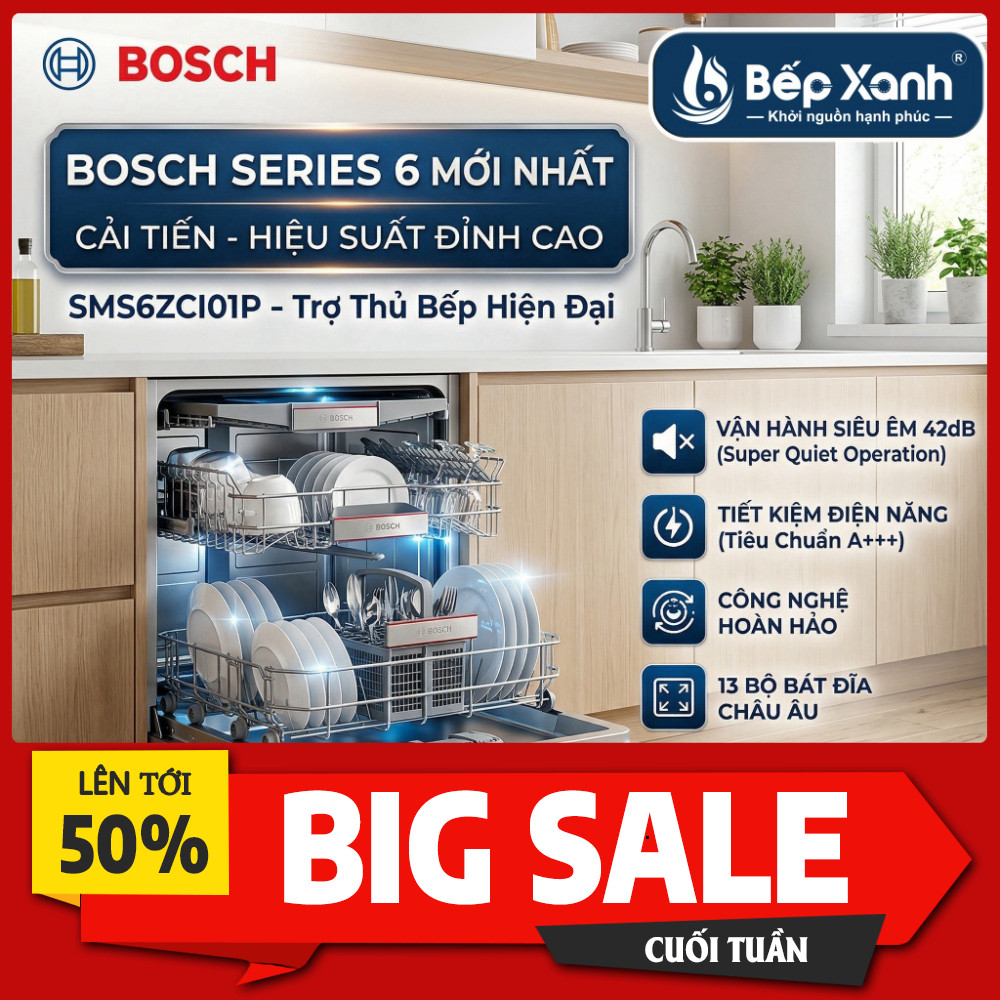 ib nhận mã giảm_ Tặng Chảo 2TR3 | SMS6ZCI01P | Máy Rửa Bát Bosch Series 6 Chính Hãng Đức SMS6ZCI01P 