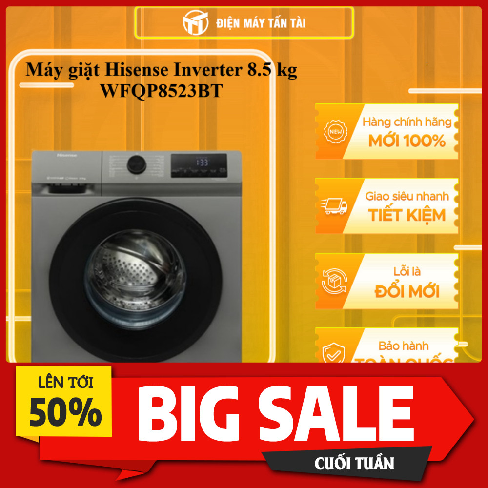 ib nhận mã giảm_ (HCM)  WFQP8523BT  Máy giặt Hisense Inverter 8.5 kg WFQP8523BT _siêu sale