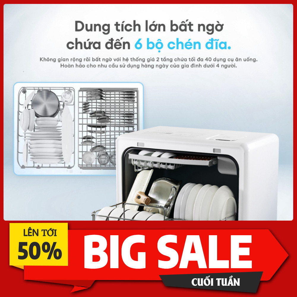ib nhận mã giảm_ C500  Máy rửa chén để bàn KOCHI 6 bộ sấy nóng 5 chương trình không cần lắp đặt _siê