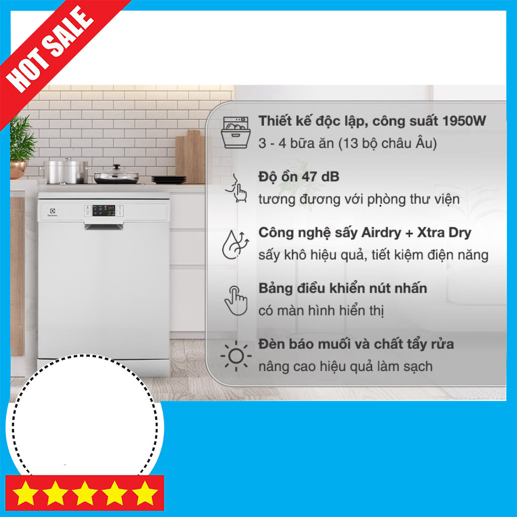 KHUYẾN MÃI  Máy Rửa Chén Độc Lập Electrolux 550 mm ESF5512LOX Giữ Sạch Bát Đĩa Freeship