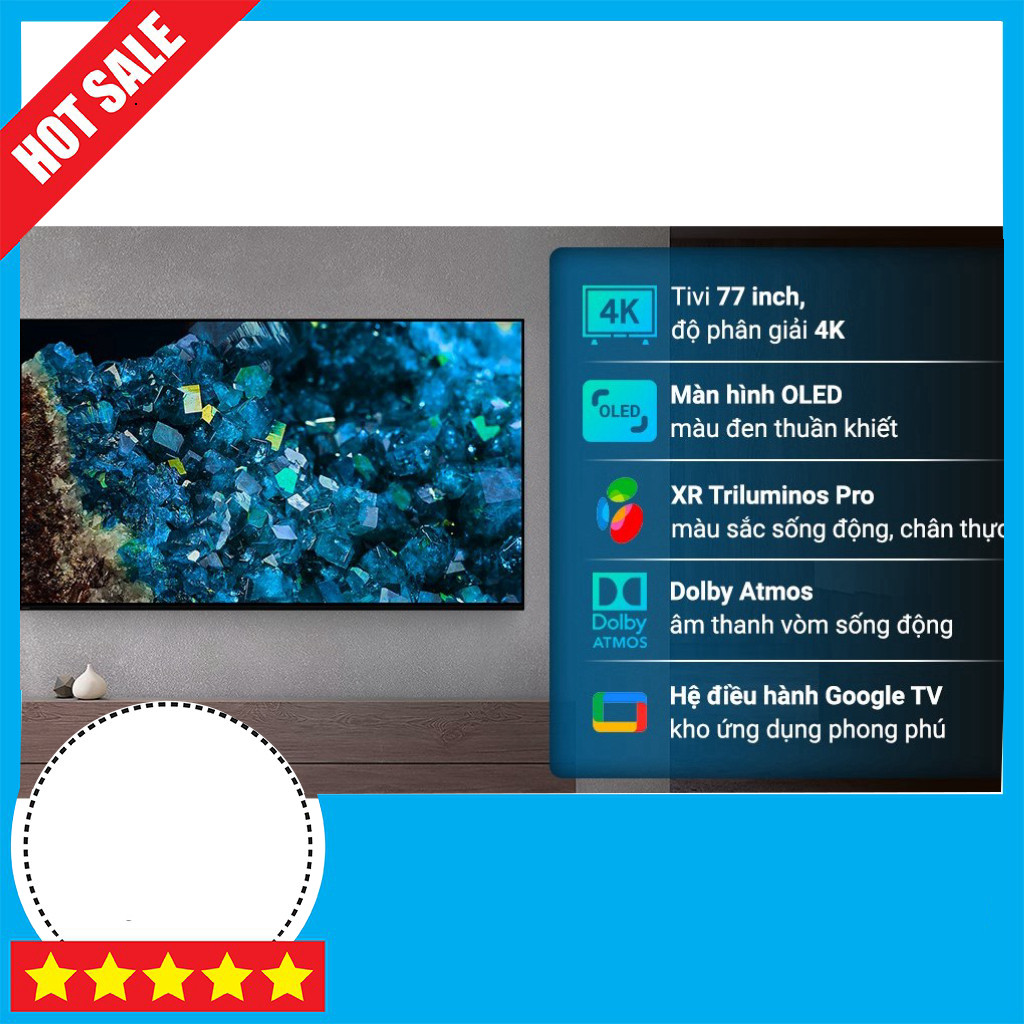 KHUYẾN MÃI  Tivi OLED Sony XR-77A80L 4K 77 inch Tivi Smart Không Dây Freeship