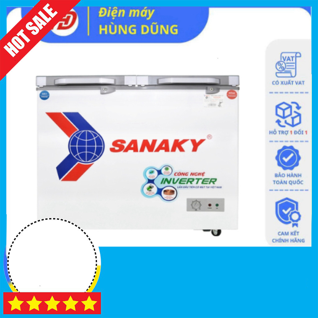 KHUYẾN MÃI  Tủ Đông 2 Ngăn Sanaky VH-3699W4K 260L Năng Lượng Giảm Chất Lượng Mát Mẻ Freeship