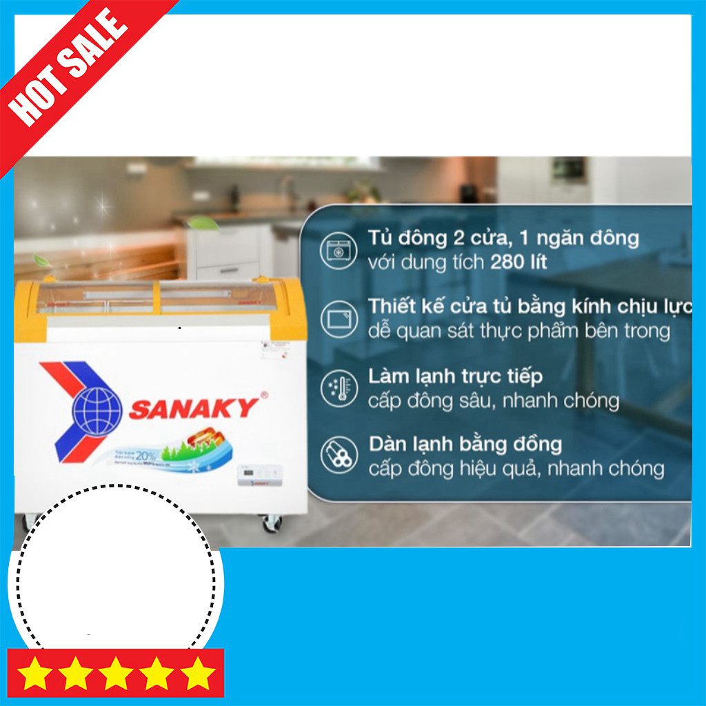KHUYẾN MÃI  Tủ Đông Sanaky 280 lít VH-3899KB Bản Vừng Vàng Chất Lượng Cao Freeship