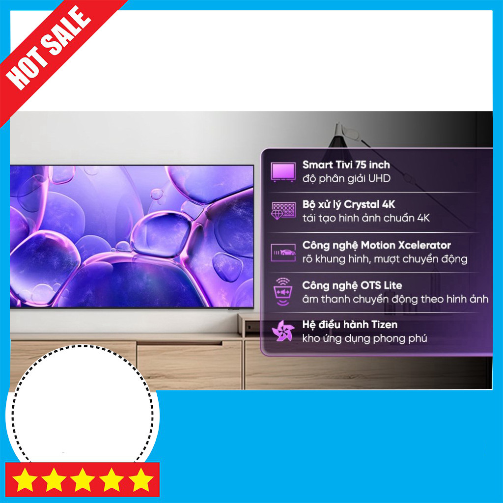 KHUYẾN MÃI  Tivi Crystal UHD Samsung 4K 75 inch 75U8500F 2023 Màu sắc Sáng Khắc, Chất Lượng Cao Free