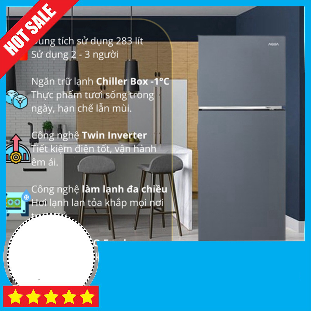 KHUYẾN MÃI  Tủ lạnh Aqua Inverter 283 lít AQR-T299FA(SL) 3 Cánh Tiết Kiệm Điện Freeship
