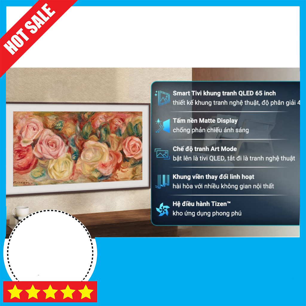 KHUYẾN MÃI  Tivi The Frame QLED 4K 65 inch 65LS03D 2024 Samsung Màn Hình Khung Tranh Tivi Màu Sắc Ng