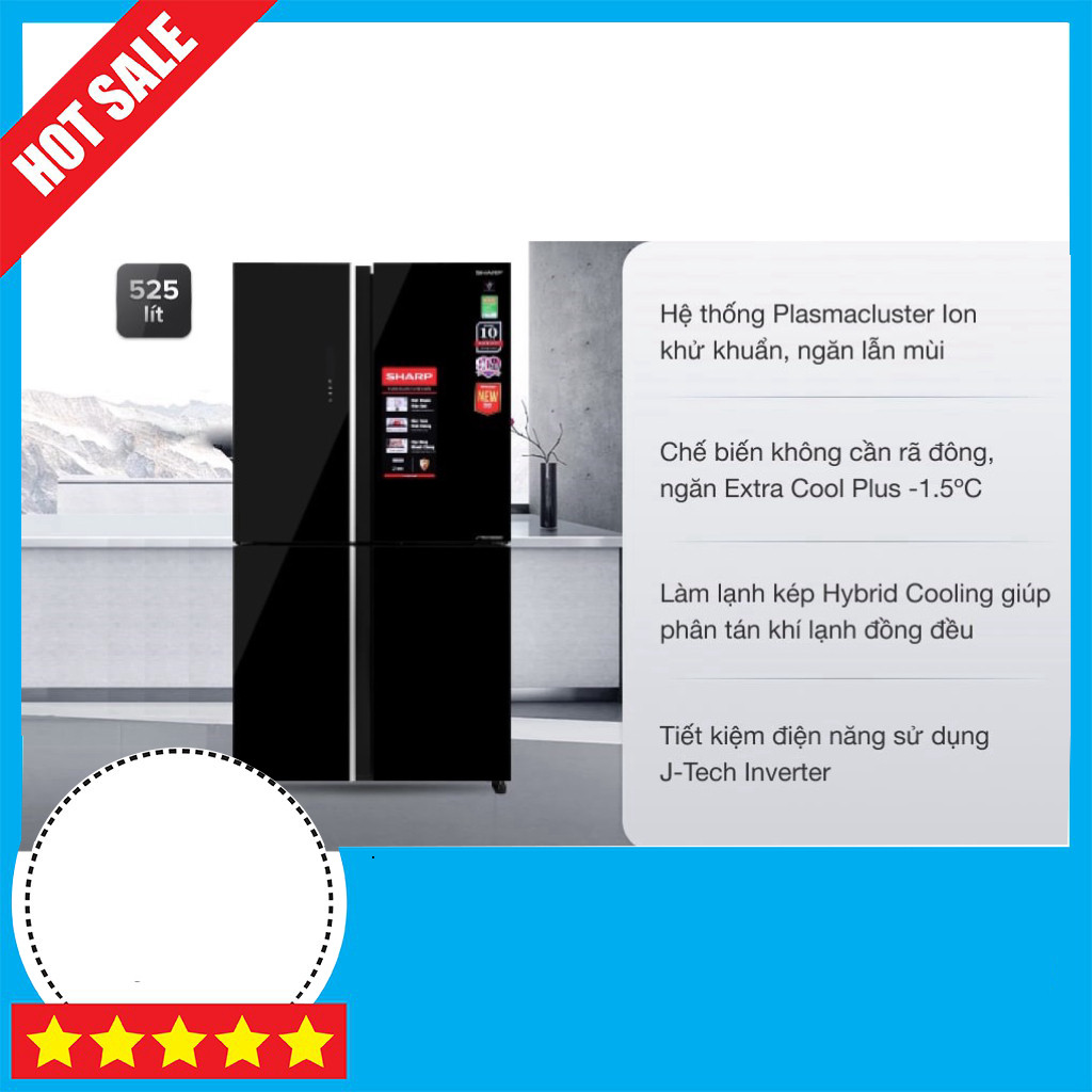 KHUYẾN MÃI  Tủ Lạnh Sharp Inverter 525L SJ-FXP600VG-BK 2021 Hấp Giữ Nhiệt Lâu First char = T; Last c