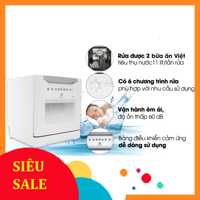 nhắn shop nhận voucher_ Máy rửa chén mini Electrolux ESF6010BW 8 BỘ  Điện Máy Kho Rẻ _miễn phí ship