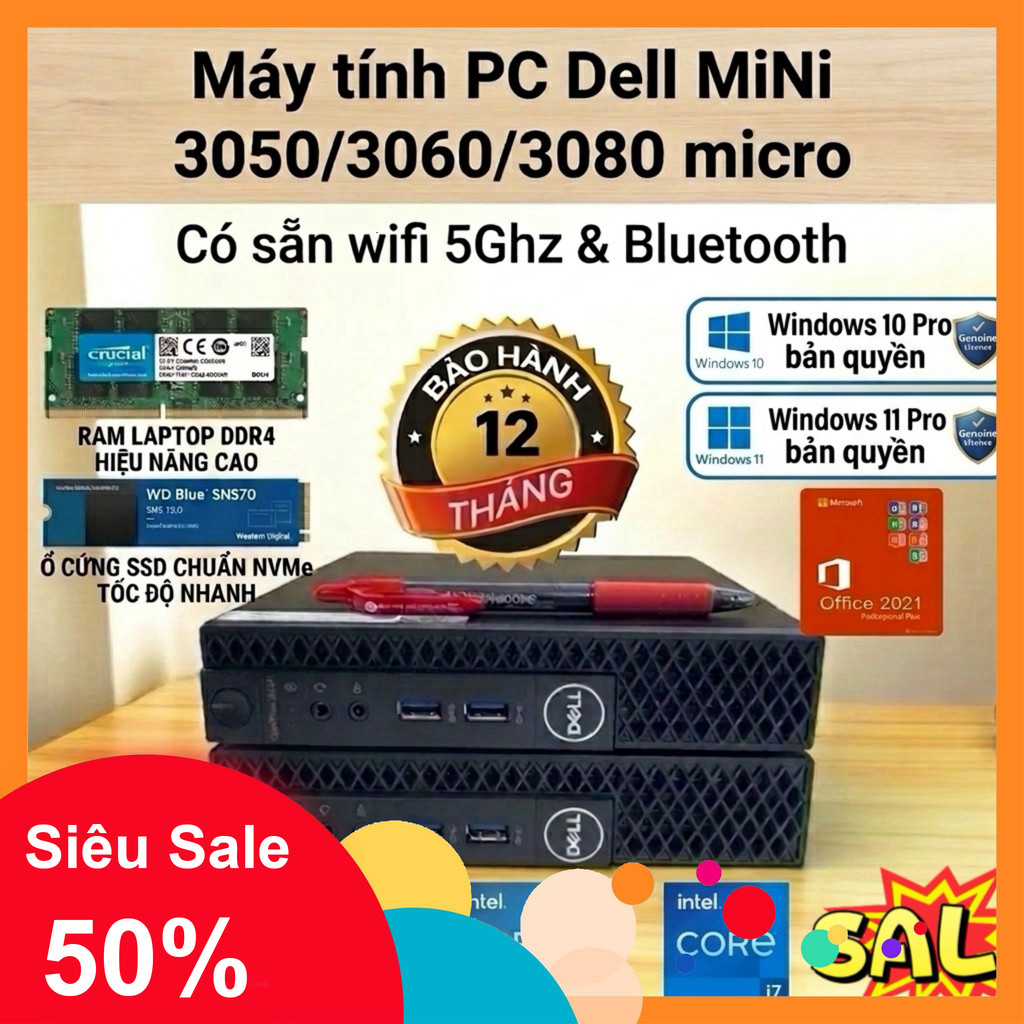 nhắn shop nhận voucher_ Máy tính (PC Mini ) Dell 3050,3060,3080 ( có wifi Bluetooth),i3 6100T5 6500T