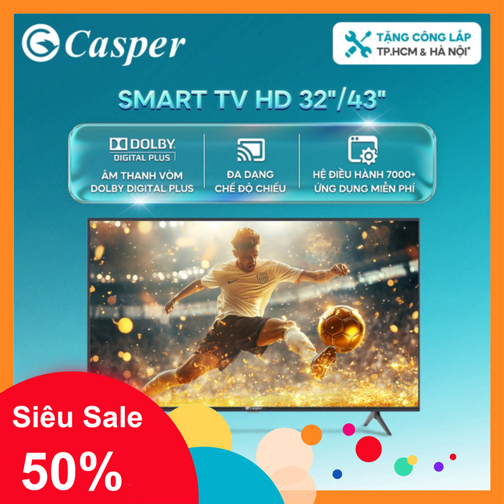 nhắn shop nhận voucher_ Google Tivi Casper 32 inch/ 43 inch  Full HD  32HGK610 / 43FGK610  Bảo hành 